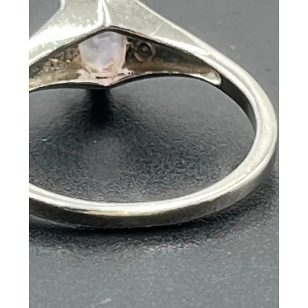 925 Sterling‎ Silver Marquise Prong Amethyst February Estate Signed Ring 8.75